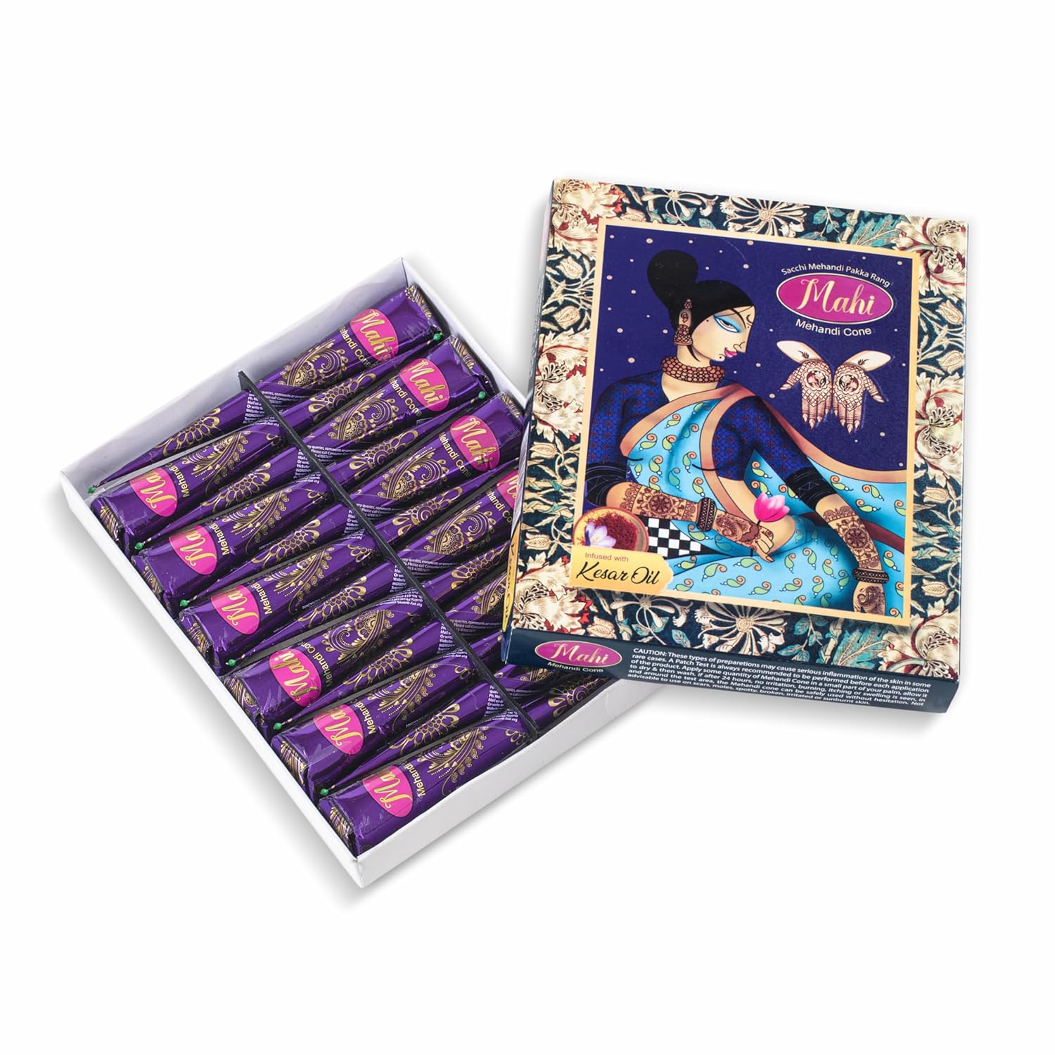 

Mahi Mehandi Cone Pack Of 1 ( 25g X 12 Cone) With Saffron Oil For Long Lasting Dark Henna Tattoo Art