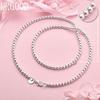 925 Sterling Silver 4mm Bead Necklace Wedding Gift Jewelry