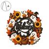 Durable Door Sign for Porch Halloween Pumpkin Ghost Wooden Welcome Hanger Sign, Cute Wall Ornament with Bell Front Hanging Rope, Decor Indoor Outdoor