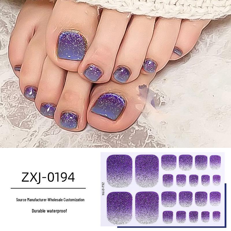 

Водостойкие наклейки для ногтей на ногах с градиентным блеском - Дизайн Кристальный флеш с полным покрытием