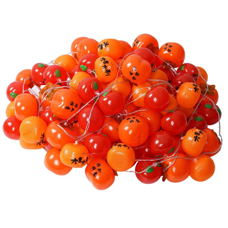 Persimmon Ruyi Solar String Lights: Red Lanterns for New Year and Spring Festival Courtyard Decor
