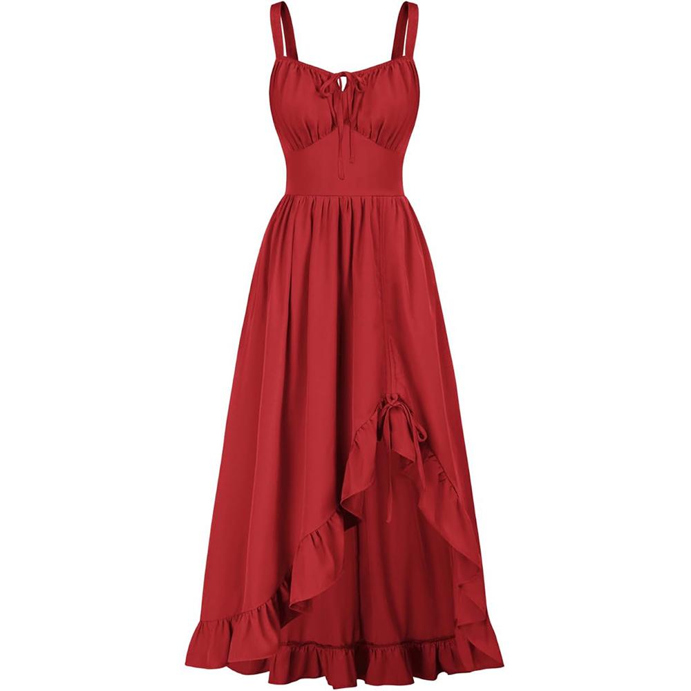 Renaissance Dress Women Summer Sleeveless Corset Sundress with Pockets