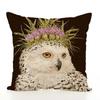 Decorative Cushion Cover Squirrel Bird Bear Fox Animal Printed Cotton Linen Pillowcase Couch Sofa Pillow Cover Living Room Decor