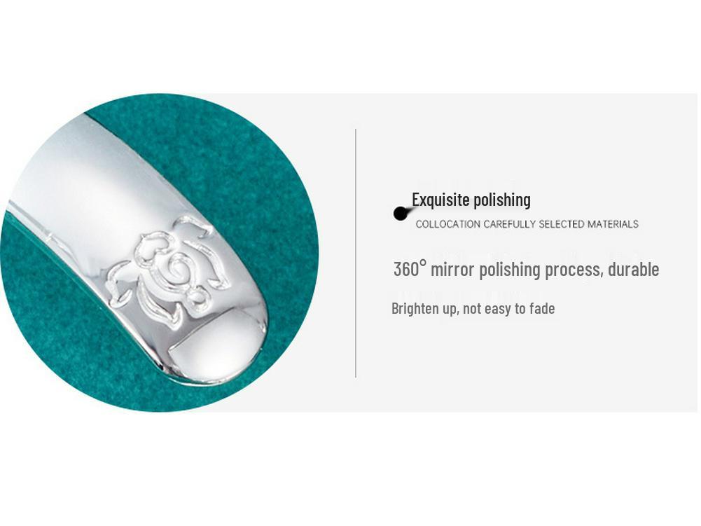 Classic S999 Sterling Silver Heart Sutra Bangle: Chinese Style Wide Open Bracelet for Women - Ideal Gift for Elders.