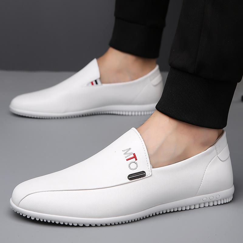 Men's casual leather shoes 2025 summer breathable men's shoes white beanie shoes overshoes 2025