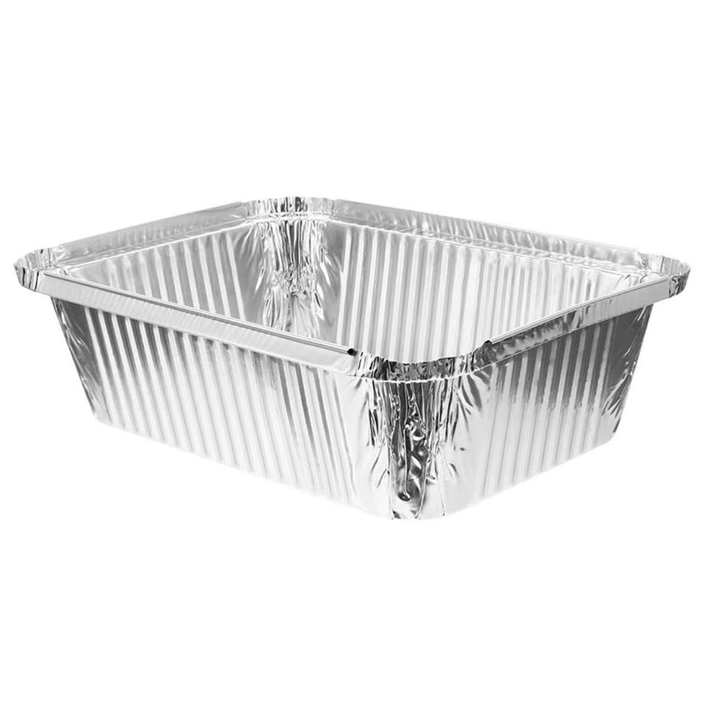 BHBL 50 Pcs Aluminum Foil Food Containers Disposable BBQ Boxes Tin Rectangular Oven Proof Heat Kitchen Food Holders Party