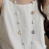 Erhai Flowing Clouds: Multi-use Metal Flower Patchwork Necklace with Clavicle Chain Design