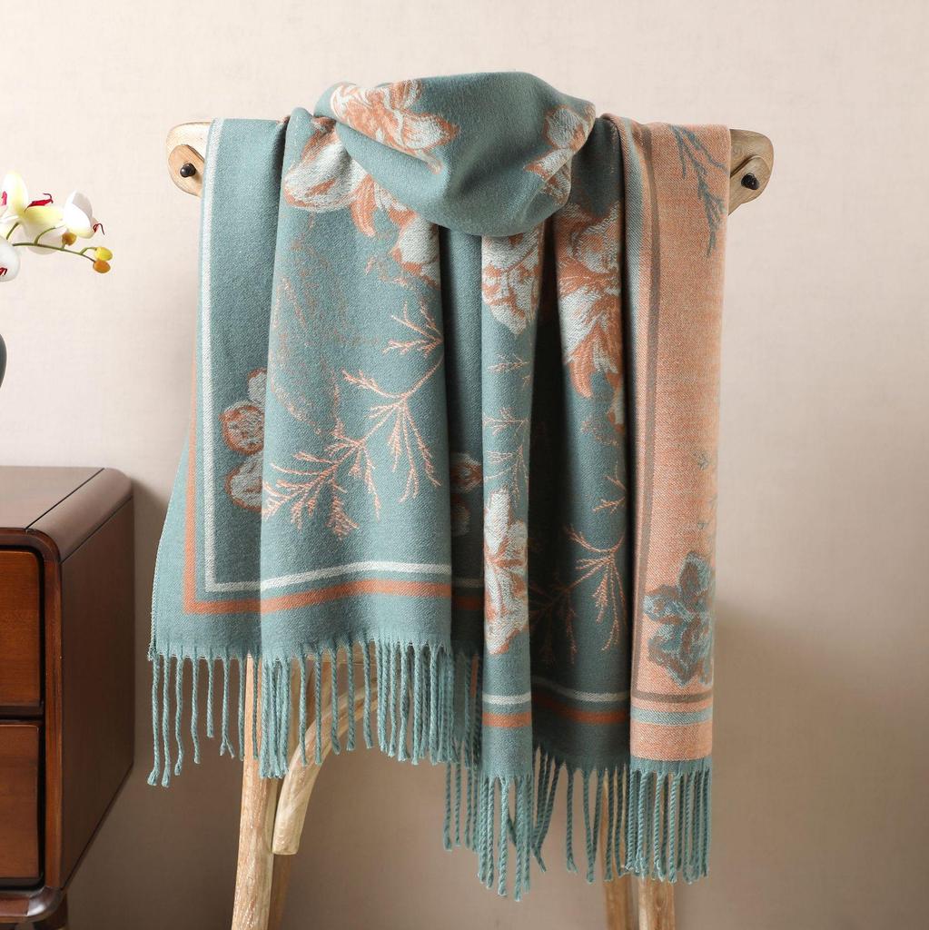 Luxury Core-Spun Yarn Scarf: Imitation Cashmere Warm Snood for European & American Fashion - Autumn/Winter Shawl