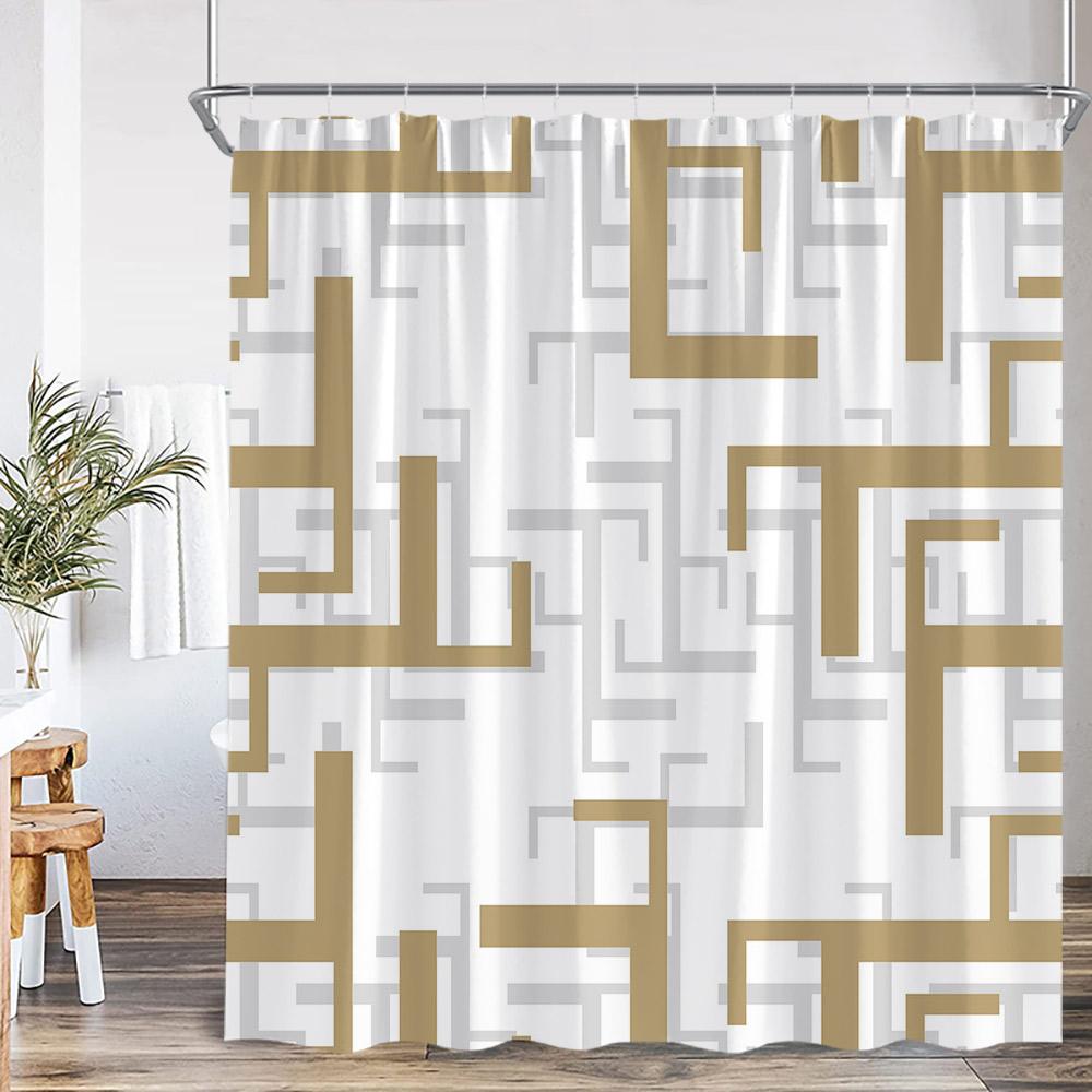 Geometric Shower Curtain Simple Abstract Creative Pattern Bathroom Decortaions Modern Polyester Fabric Home Decor for Bath