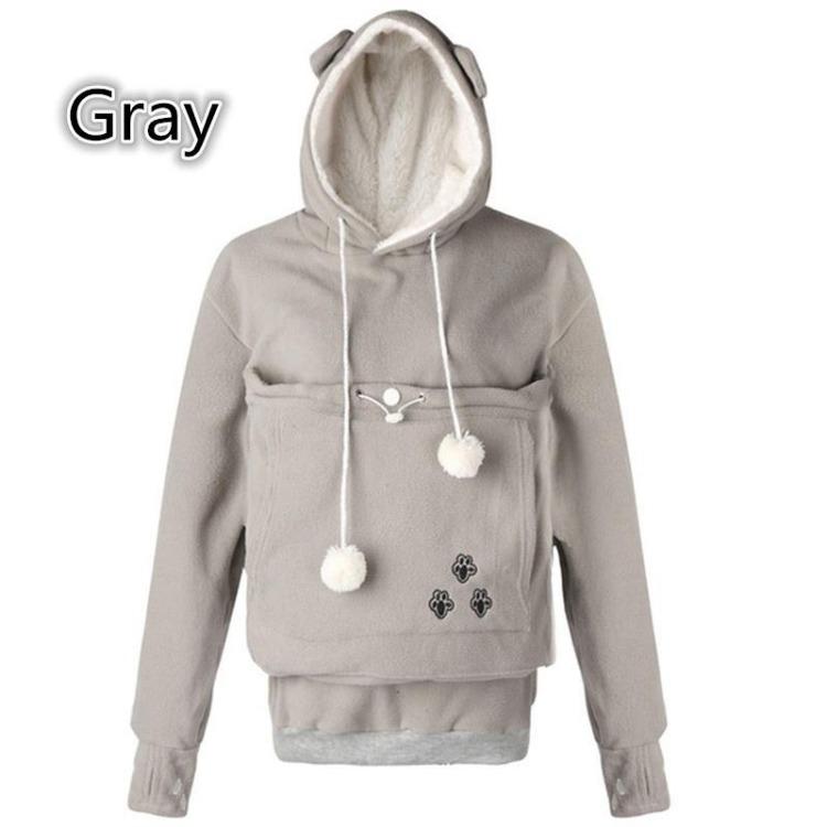 Känguru Haustierhalter Kapuzenpullover Partner Pullover Katze mit Ohren Langarm Große Tasche Pullover Meow Planet Design