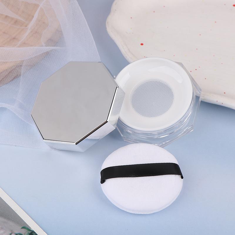 Octagonal Loose Powder Compact Container Empty Portable Plastic Diy Makeup Powder Case With Puff 10G Travel Size Jar Sifter