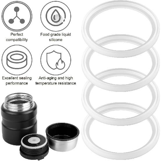 6pcs Replacement Rubber Gaskets Compatible for Thermos Stainless King 16 & 24 Ounce Food Jar, Silicone Seal Ring Seal Parts O-Ring Compatible for