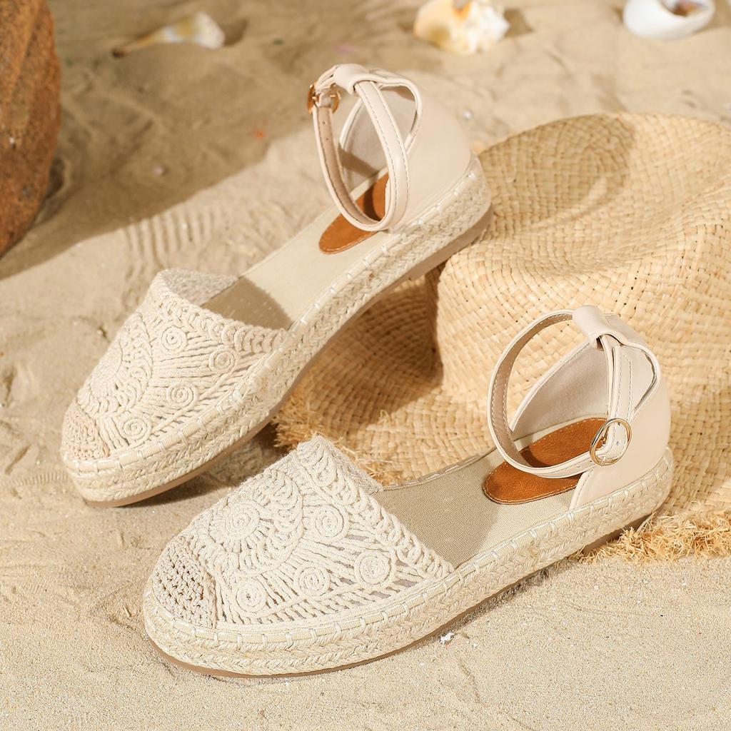 Fashion Vintage Flats Hemp Rope Bottom Sandals Women's 2025 Summer New Comfortable Sandals Women's Fisherman Sandals Sandalias De Mujer