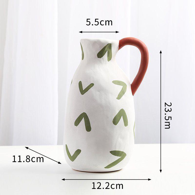 Creative Painted Polka Dot Irregular Ceramic Vase Entryway Decorative Art Hydroponic Flower Vase Craft Interior Aesthetic Decor