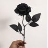 Gothic Black Rose Artificial Silk Flower Bouquet For Wedding Photography Decor