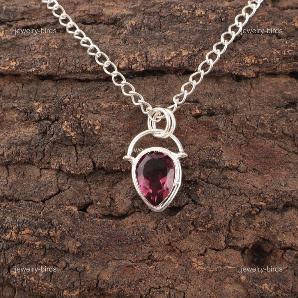 Pear Rhodolite Gemstone 925 Silver Artisan Ethnic Engagement New Pendant Jewelry PP-56-9