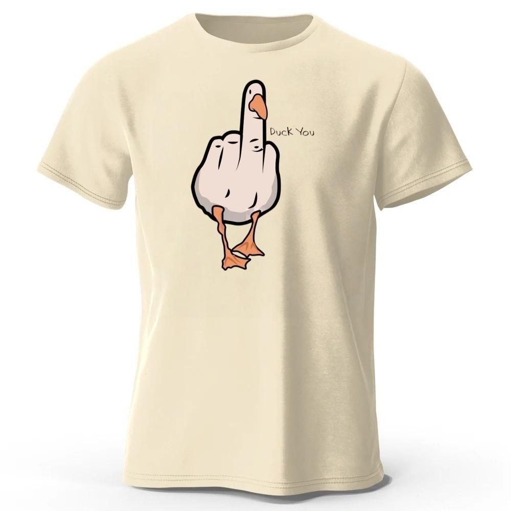 Men's Funny Middle Finger Duck Latest Pure Cotton Sports Short Sleeved Running Fitness Plus Size Loose T-shirt Street Daily Top