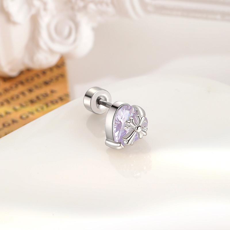 High-End Sweetheart Zirkonia Knorpelstecker für Damen - Doppelkopf-Schraubverschluss, Kreuzdesign