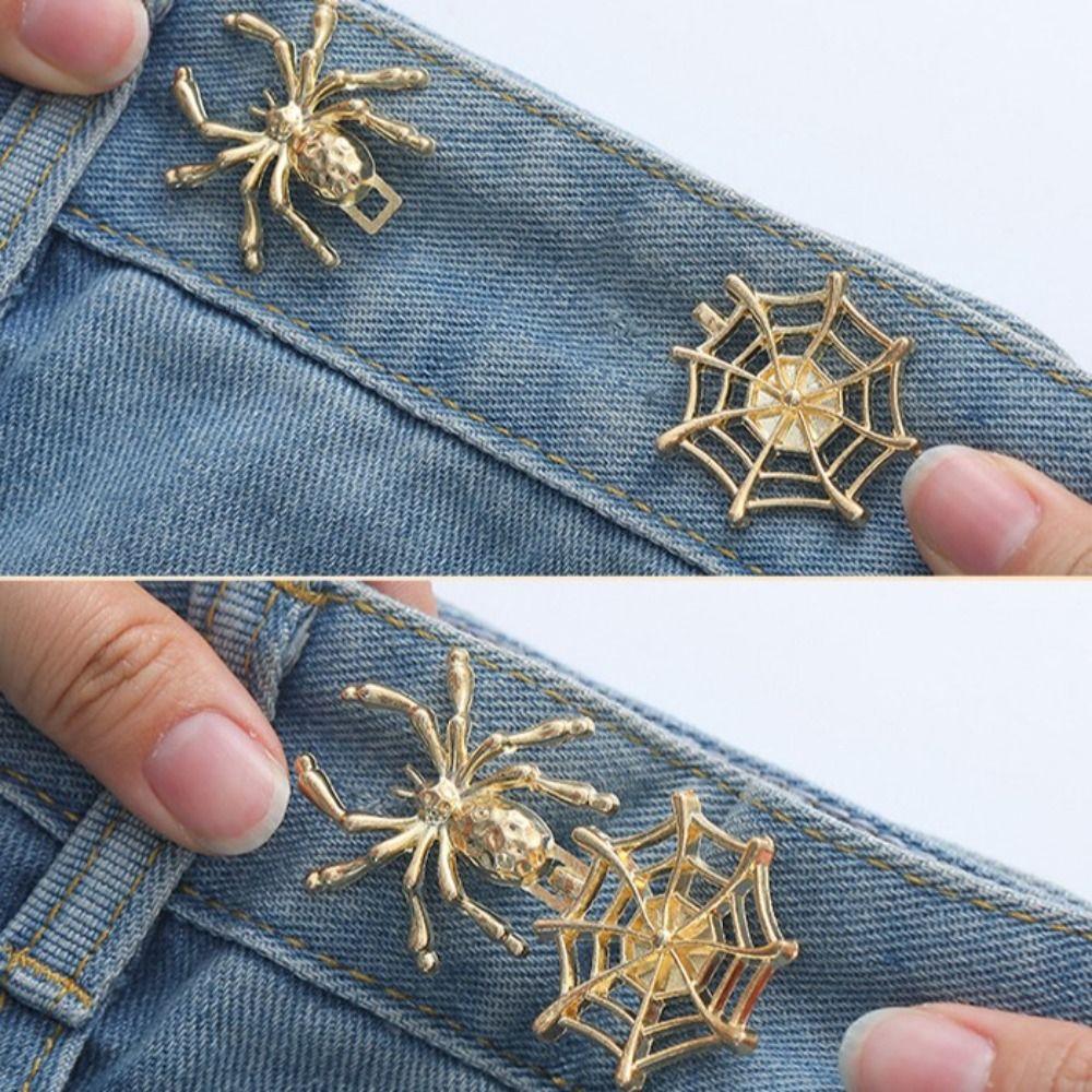 Spider Web Jean Fit Tighten Buckles Waist Buckle Jean Buttons for Loose Jeans  Party