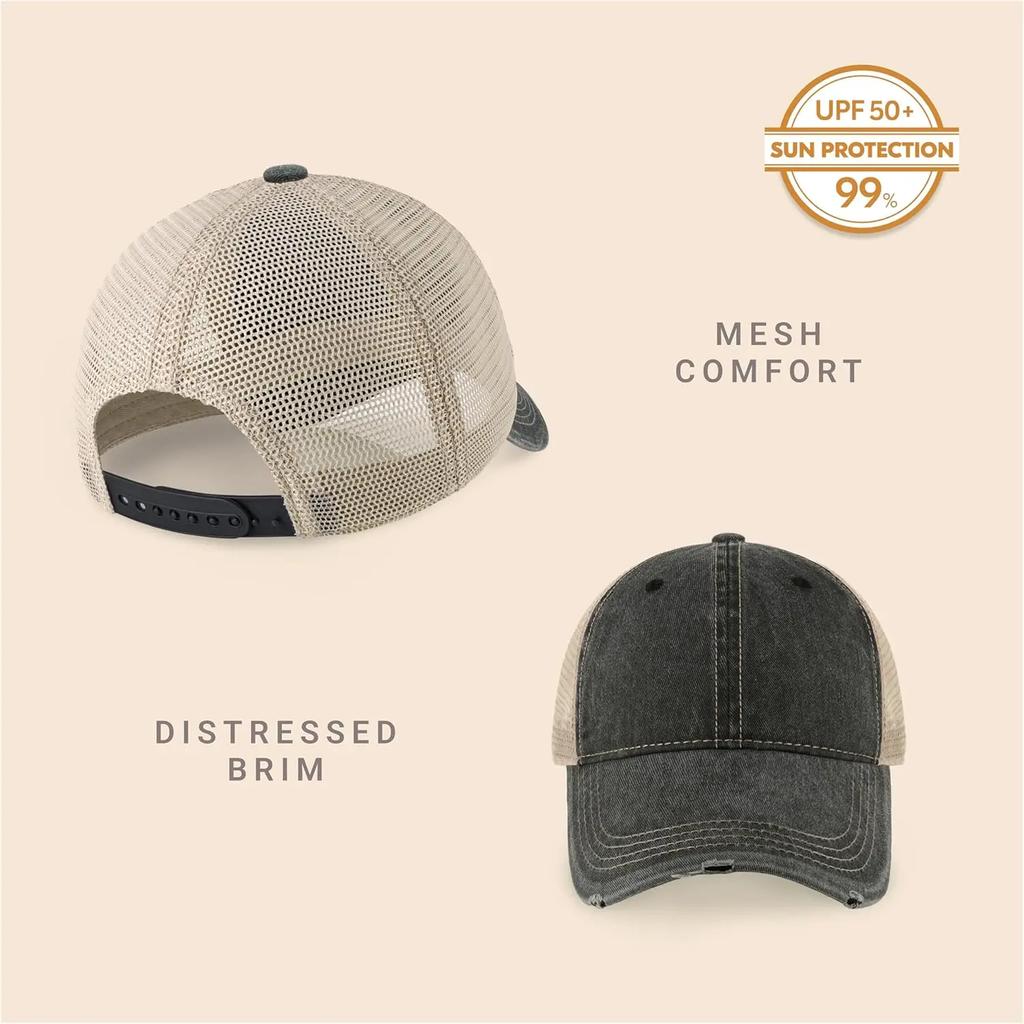Spring Summer Men And Women Classic Truck Driver Cap Breathable Mesh Unstructured Distressed Pigment Dyed Cap Outdoor Hat