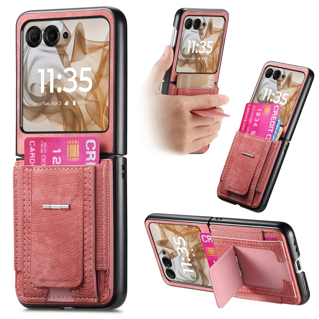 For Motorola Razr 60/50 5G Case Kickstand Retro Leather Back Cover with Card Holder