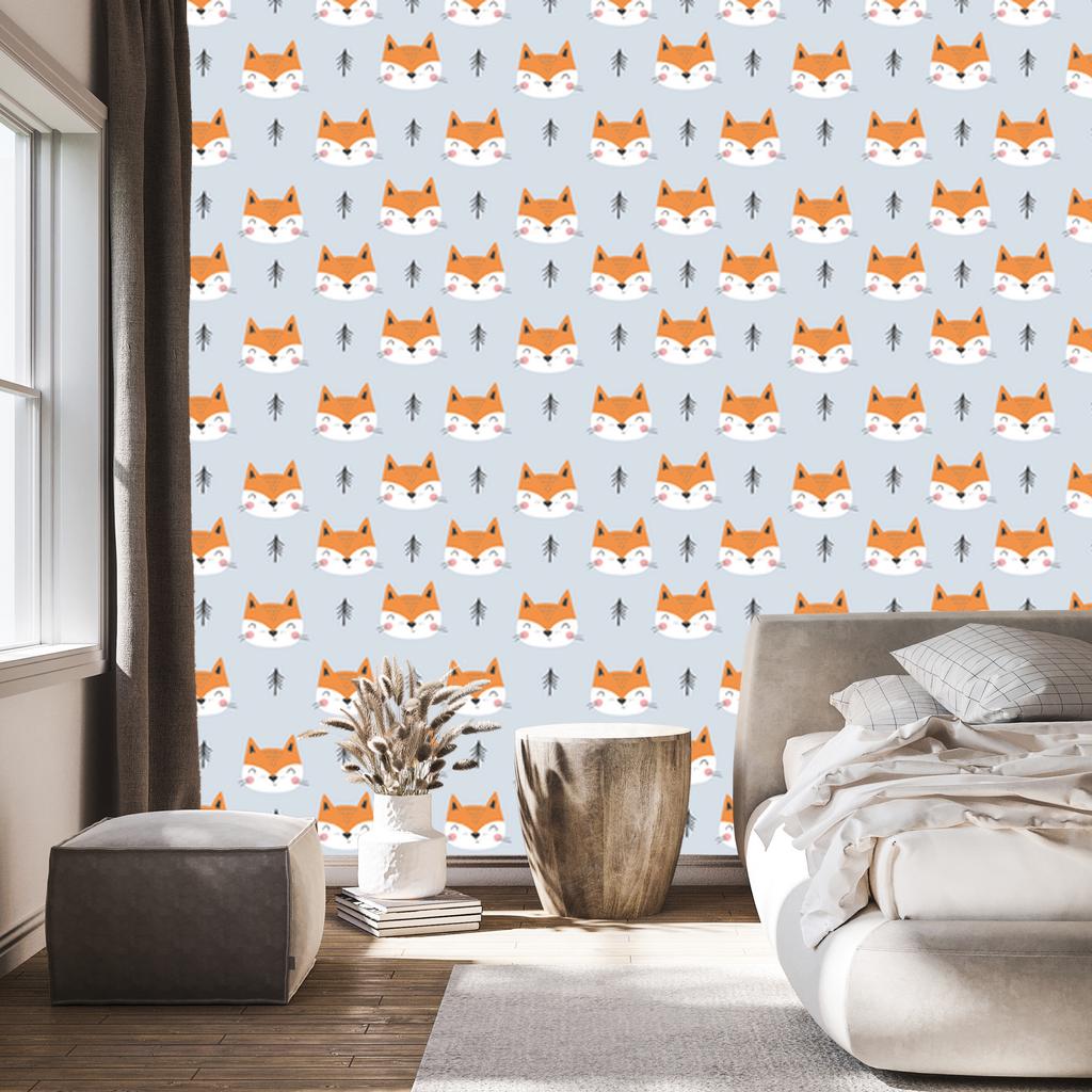 Wallpaper Smiling foxes among trees for living room and bedroom 50x1000
