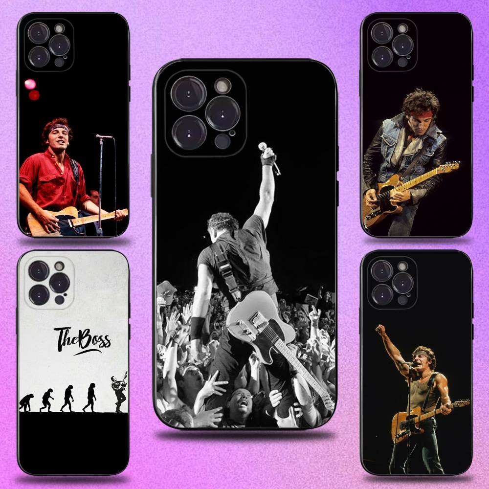 Bruce Springsteen Phone Case For iPhone 16,15,14,13,12,11 Plus,Pro Max,XS,X,XR,SE,Mini,8,7,Soft Silicone Black Cover