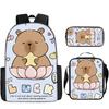 Luxus Neuheit Eigenartig Lustig Cool Capybara 3D Druck 3 Stück/Set Schüler Schultaschen Laptop Tagesrucksack Rucksack Lunchtasche Federmäppchen