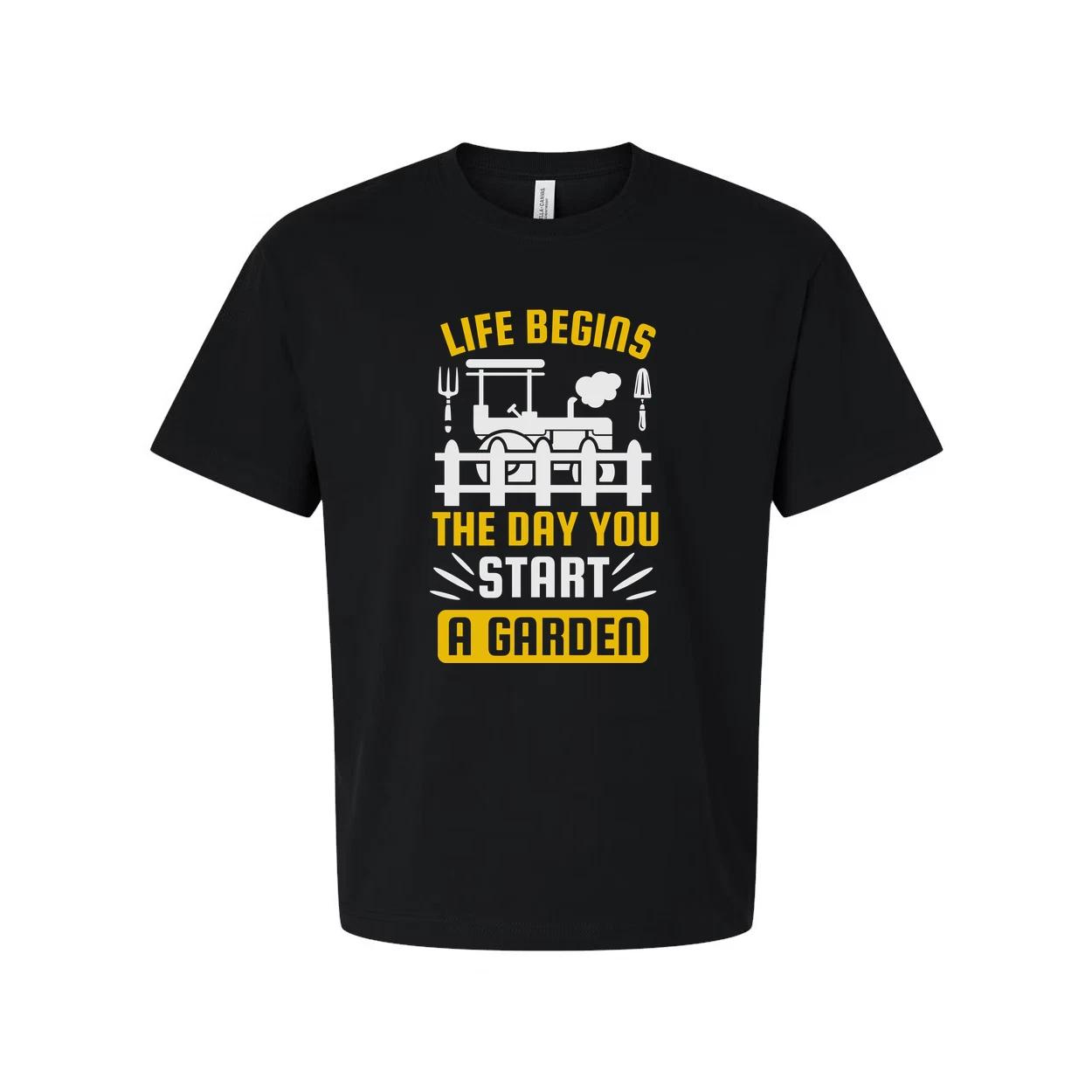 

Unisex Gardening T Shirt With Quote Life Begins The Day You Start A Garden For G 2XL