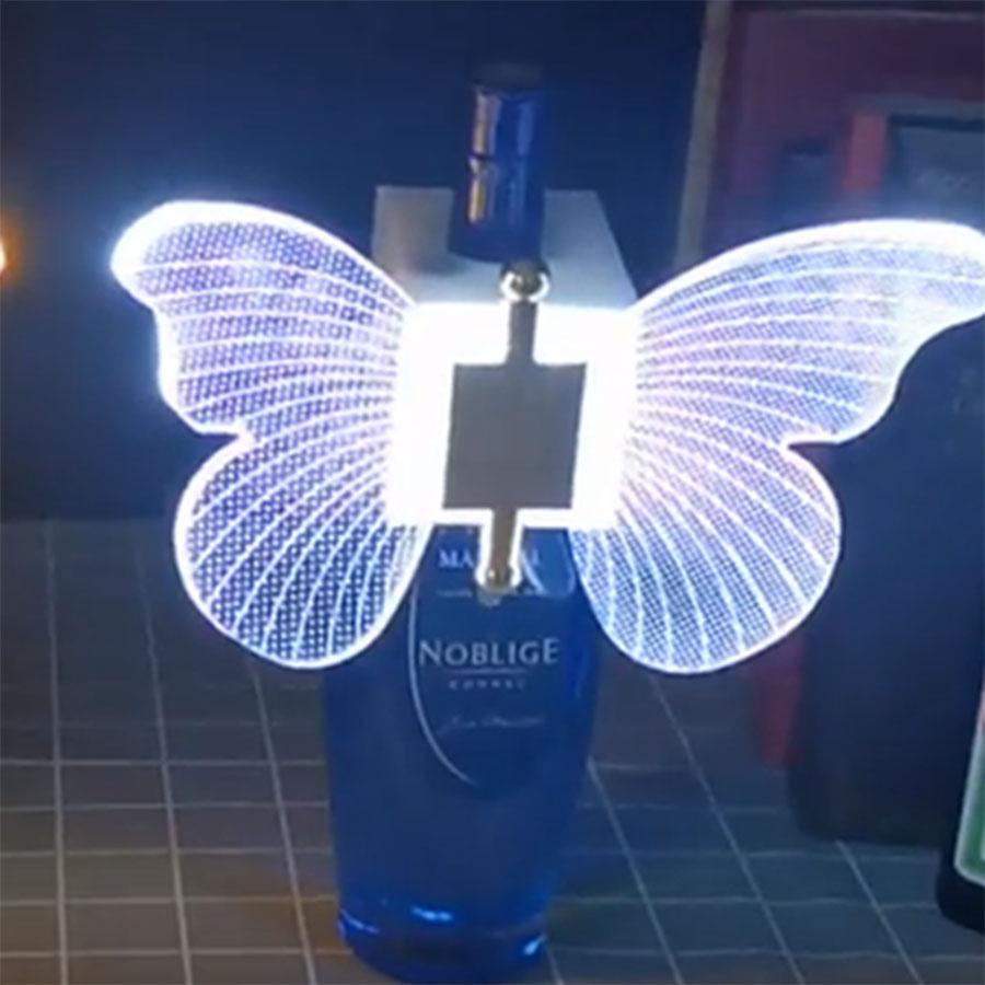 Rechargeable LED Strobe Baton Glowing Butterfly Wings LED Bottle Service Sparkler Champagne Flash Stick Wine Cap Bottle Topper