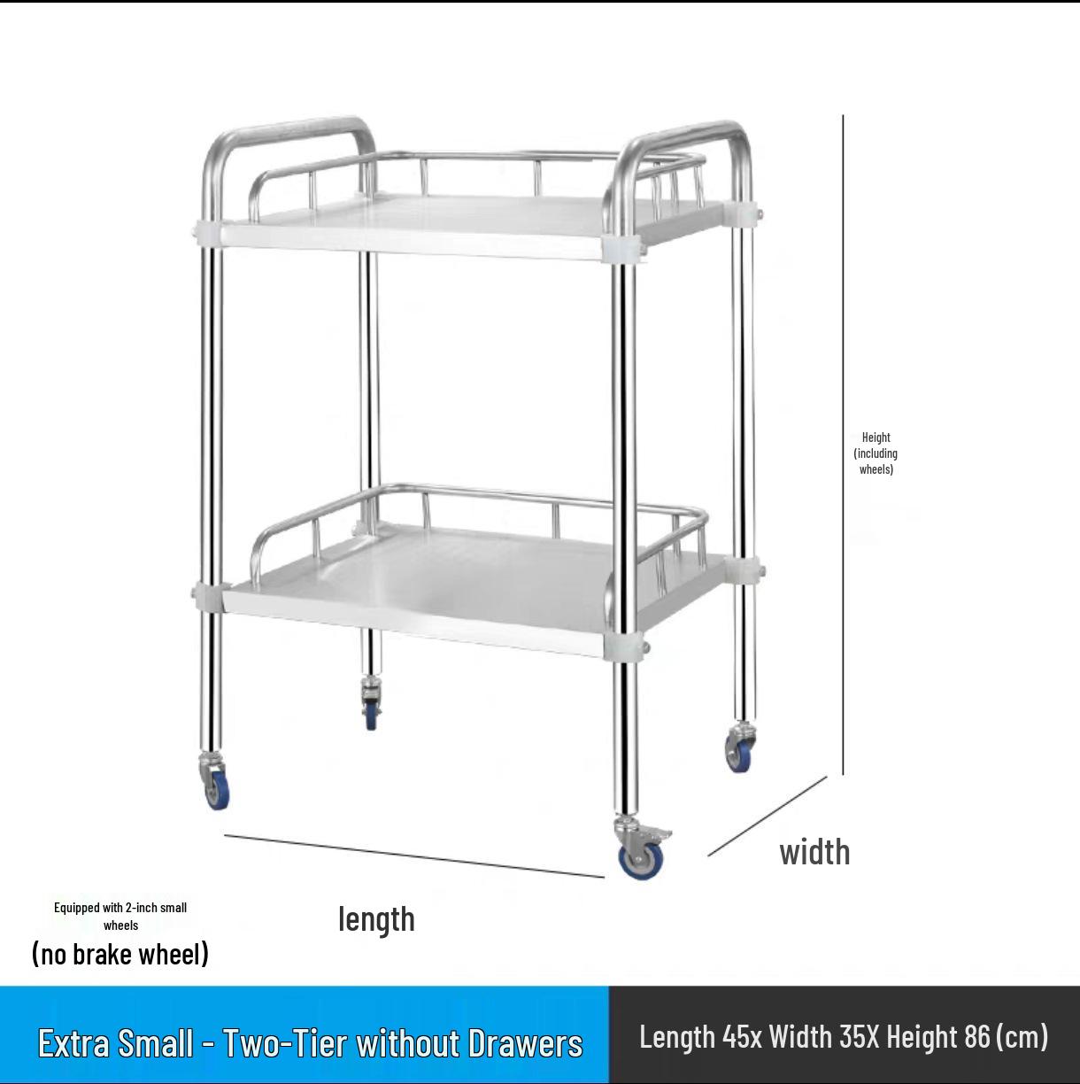 Мобильная инструментальная тележка из нержавеющей стали для салона красоты и ухода за полостью рта