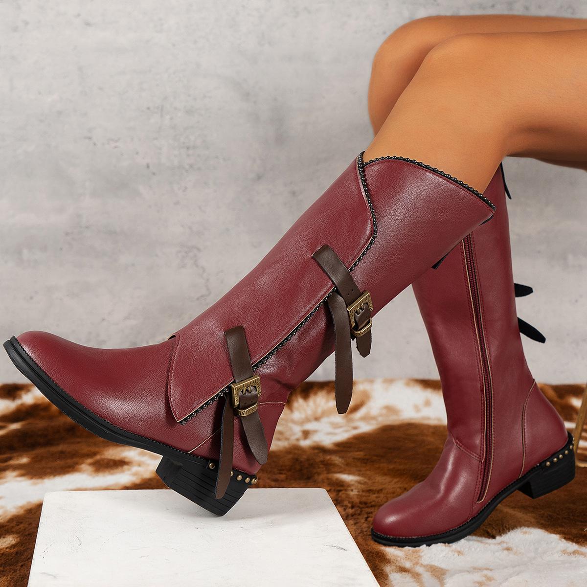 

Модные женские ботинки Martin в стиле ретро 2024 года, новые большие ботинки с металлической пряжкой, декоративные заостренные ботинки с боковой молнией 43