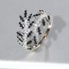 Retro Black Leaf Cubic Zirconia Ring for Women Personality  Sterling Silver Rings Plant Party Modern