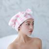 Coral Fleece Cationic Bow Dry Hair Cap, Microfiber Absorption and Quick-drying Striped Shower Cap