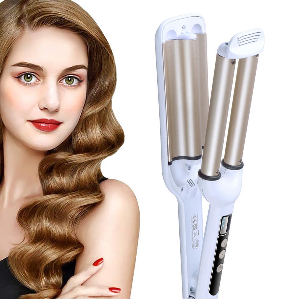 Curly Hair Artifact Three Tube Curling Iron Wave Roll Hair Curler with LCD Display Ceramic Triple Barrel Hair Tools