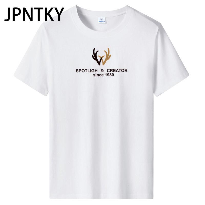 JPNTKY Cotton Short Sleeve T-shirt Men's Fashion Loose Half Sleeve Shirt Printed Compassionate Shirt