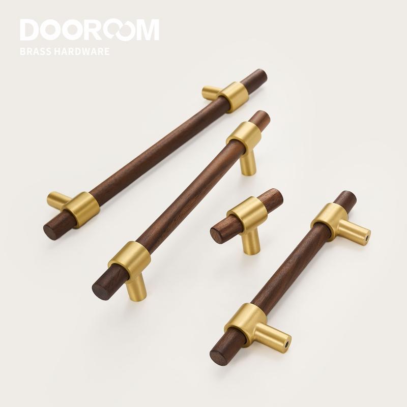 Dooroom Brass Black Walnut Furniture Handles Original Modern Nordic Pull Cupboard Wardrobe Dresser Shoe Box Drawer Cabinet Knobs