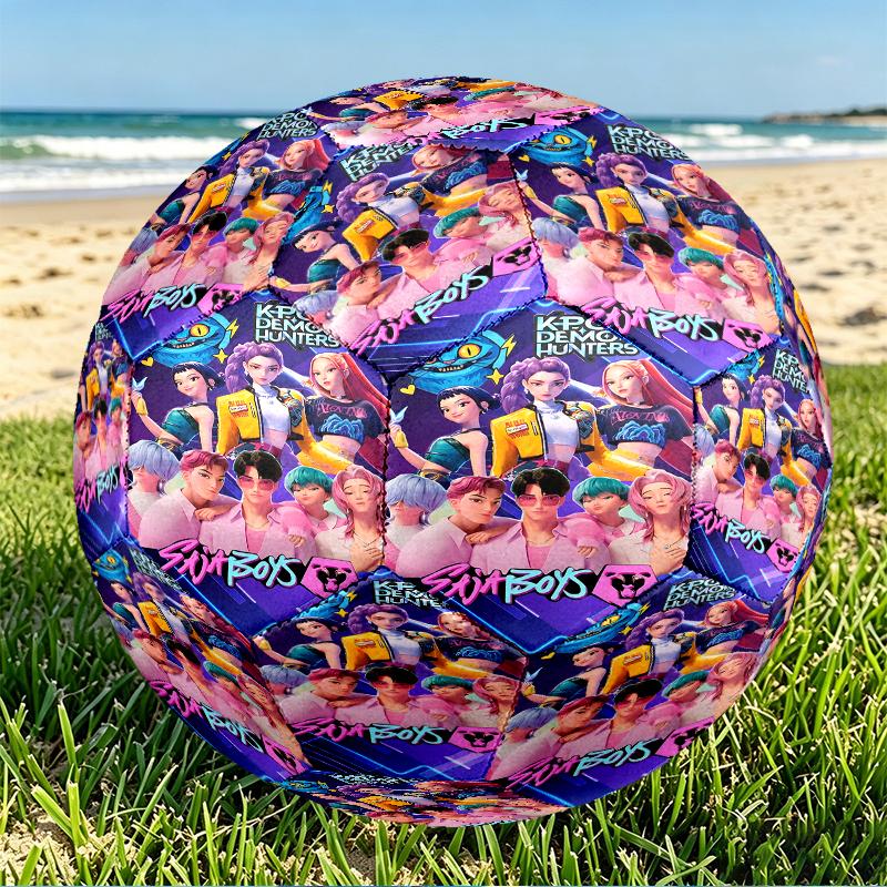 KPop Demon Hunters Print Size 5 Soccer Ball, PU Wear Resistant Football for Match Training and Daily Practice, Birthday Gift for Soccer Fans