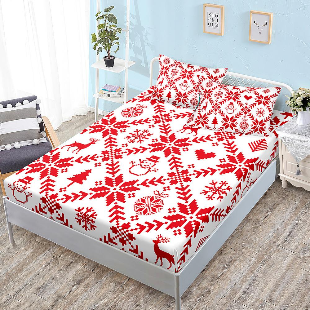 Christmas Mattress Three-Piece Bedspread Children'S Kit Mattress Protective Cover