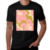 Flower Power Retro Abstract Pattern In Pink And Gold Tshirt Retro Style Print Casual Top Tshirt