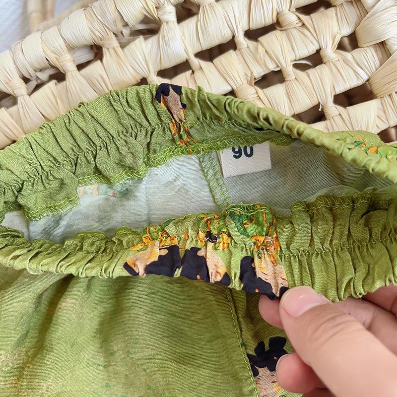 Girls' Chinese-Style Camisole and Shorts Set - Summer Collection