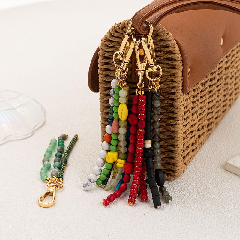 New Fashion Colorful Beads Keychain Bag Pendant Charms Keyring Backpack Decor Jewelry Accessories