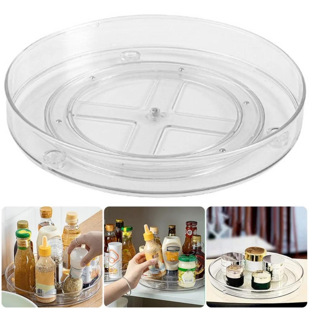 Turntable Organizer Multifunction Clear Rotating Storage Trays Plastic Kitchen Turntable Spi Rack Cosmetic Makeup Organizer