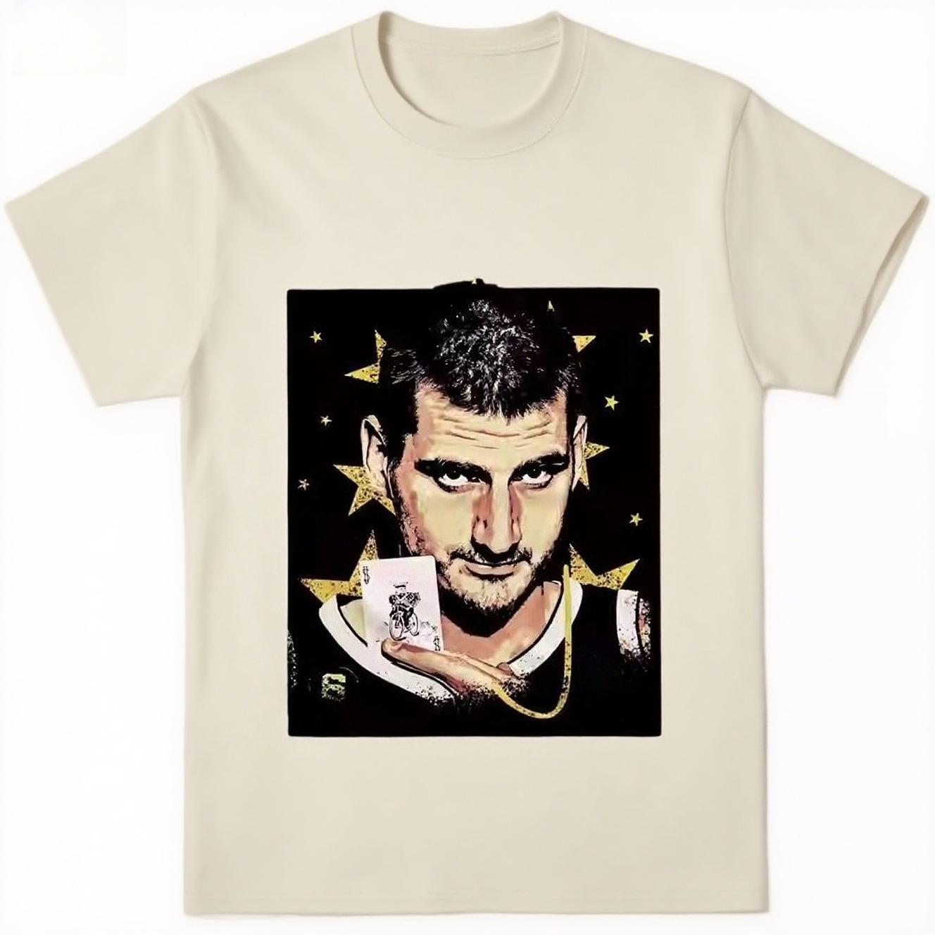 

2025 Autumn and Winter Couple Pure Cotton T-shirt Sports Style Basketball Star Printing Comfortable Men s and Women s T-shirt S