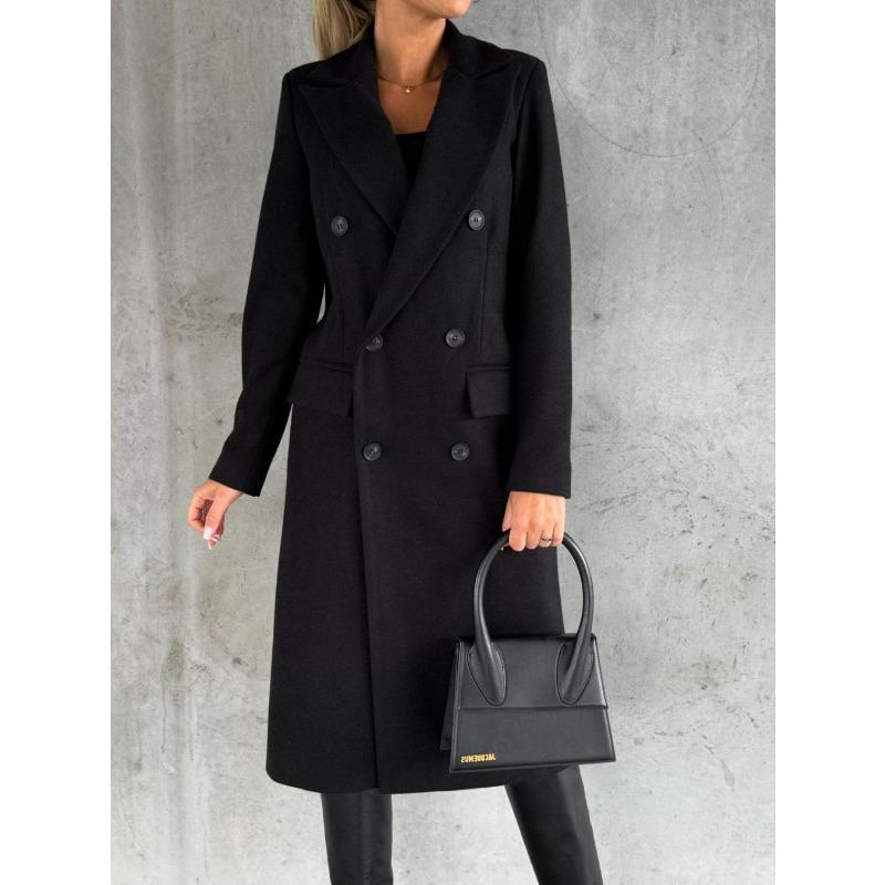 

Новое женское пальто с длинными рукавами двубортное шерстяное пальто 2XL