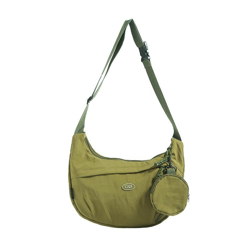 Minimalist Nylon Solid Color Dumpling Bag With Internal Pouch For School And Work