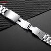 Luxury Arc Flat End Solid Stainless Steel Watchband Black Silver Folding Clasp Strap 18mm 20mm 22mm Universal Watch Bracelets