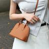 Mini Cowhide Crossbody Bowling Bag with Zipper - Classic Shell Design
