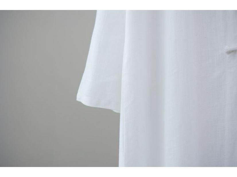 Men's Ethnic Long Sleeve Cotton Linen Robe with Stand Collar and Frog Buttons