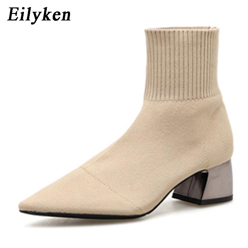 

Модні трикотажні еластичні тканини Eilyken для пошиття жіночих ботильйонів на високих підборах на квадратних підборах зимові жіночі чоботи з гострим носком 40 абрикосовий